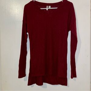 Cato Burgundy Long Sleeve V-Neck Top